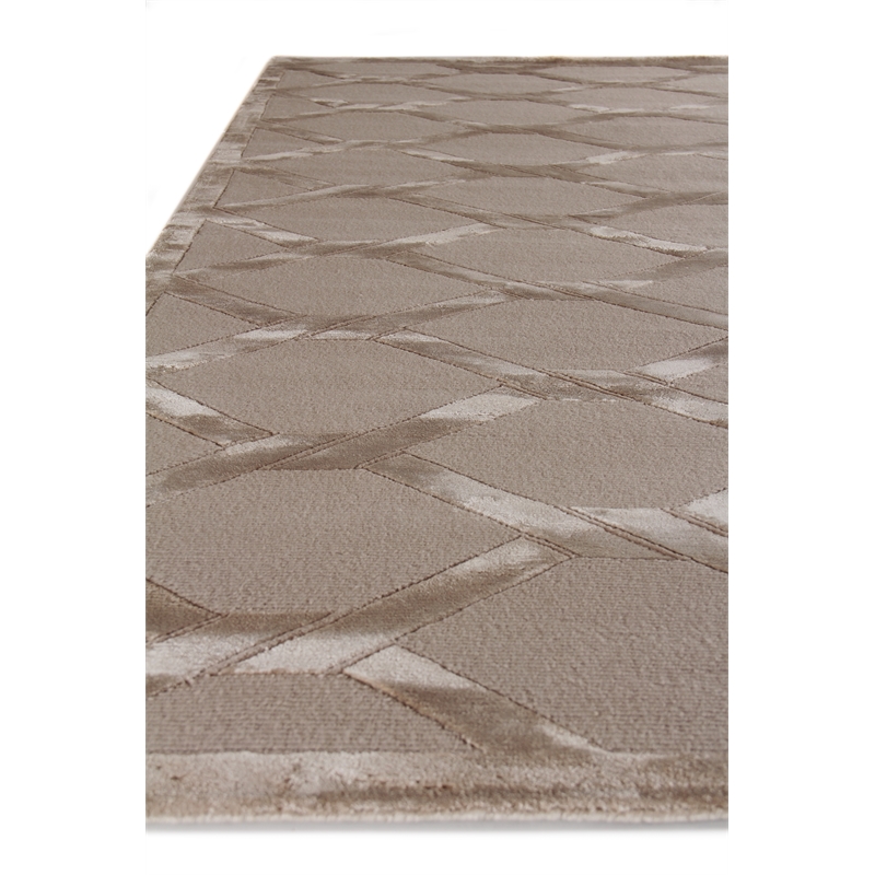 Metro Velvet Hand-Knotted Wool/Viscose Light Beige 4'x6' Area Rug