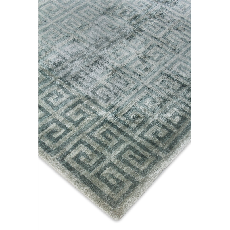 Metro Velvet Hand-Knotted Wool/Viscose Light Blue 12'x15' Area Rug
