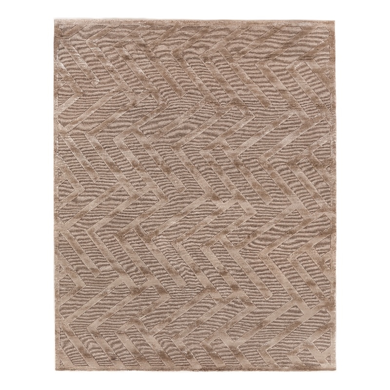 Metro Velvet Hand-Knotted Wool/Viscose Beige 9'x12' Area Rug