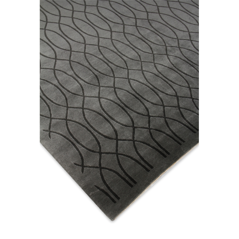 Metro Velvet Hand-Knotted Wool/Viscose Light Gray 8'x10' Area Rug