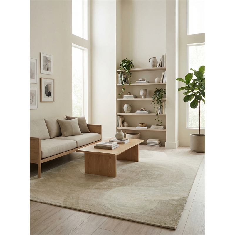 Mitomo Hand-Tufted Wool/Bamboo Silk Pearl 10'x14' Area Rug