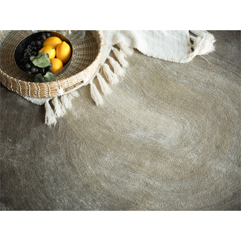 Mitomo Hand-Tufted Wool/Bamboo Silk Taupe 5'x7' Shape Area Rug