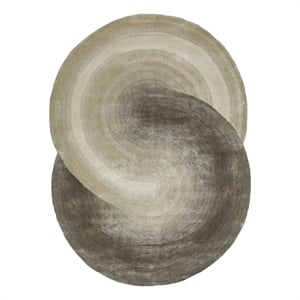 Mitomo Hand-Tufted Wool/Bamboo Silk Taupe 5'x7' Shape Area Rug