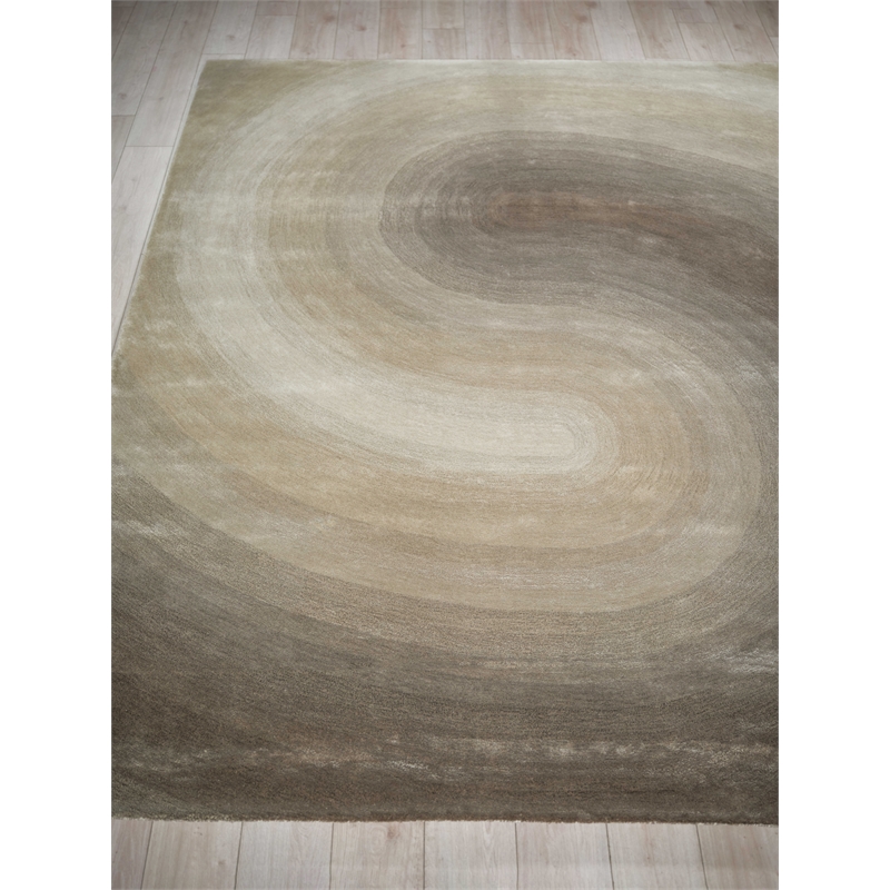 Mitomo Hand-Tufted Wool/Bamboo Silk Taupe 8'x10' Area Rug
