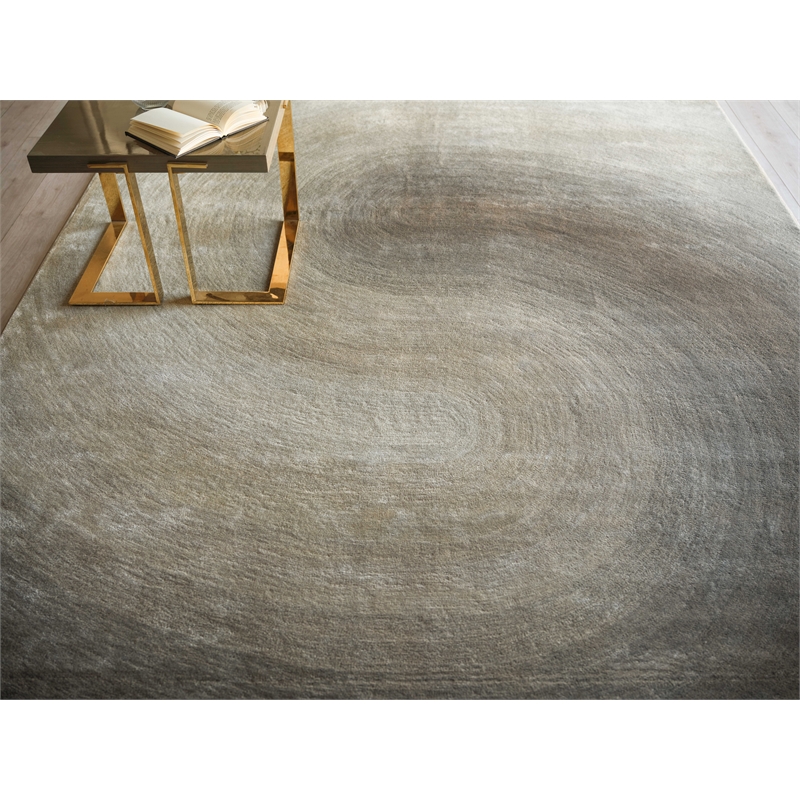 Mitomo Hand-Tufted Wool/Bamboo Silk Taupe 9'x12' Area Rug