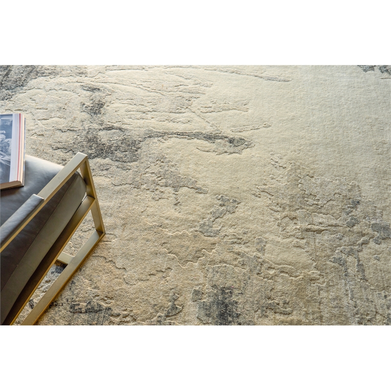 Moderno Hand-Knotted New Zealand Wool Ivory/Black/Silver 8'x10' Area Rug