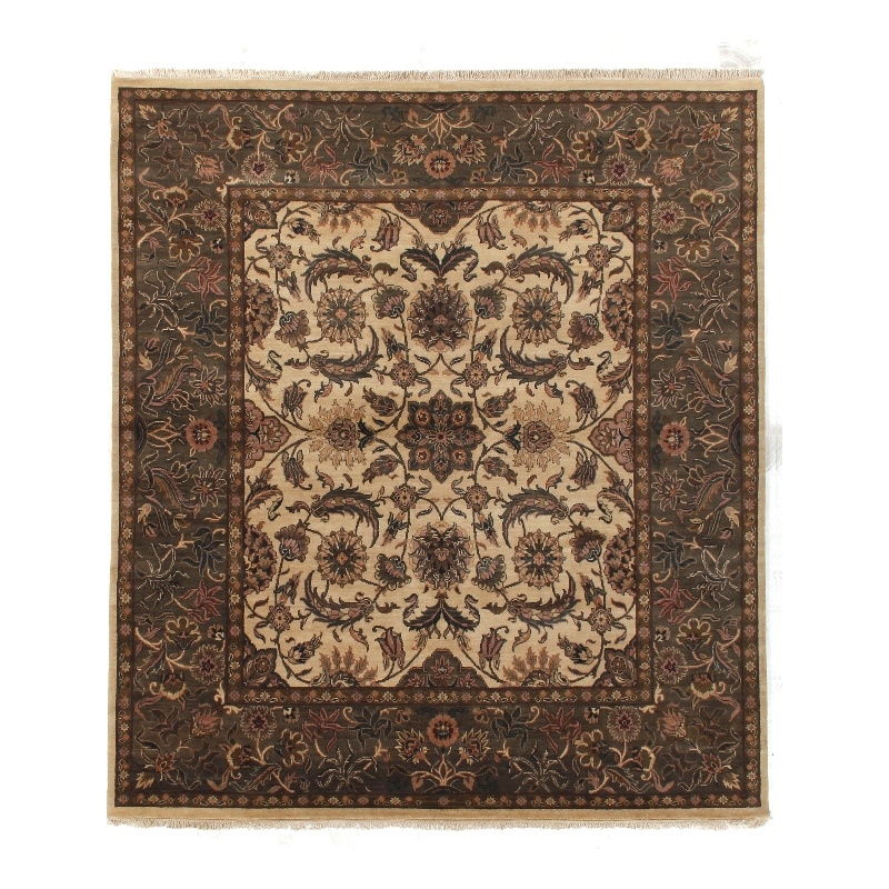 Moghul Hand-Knotted New Zealand Wool Ivory/Sage 9'x10' Area Rug
