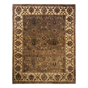 Moghul Hand-Knotted New Zealand Wool Light Green/Gold 12'x18' Area Rug