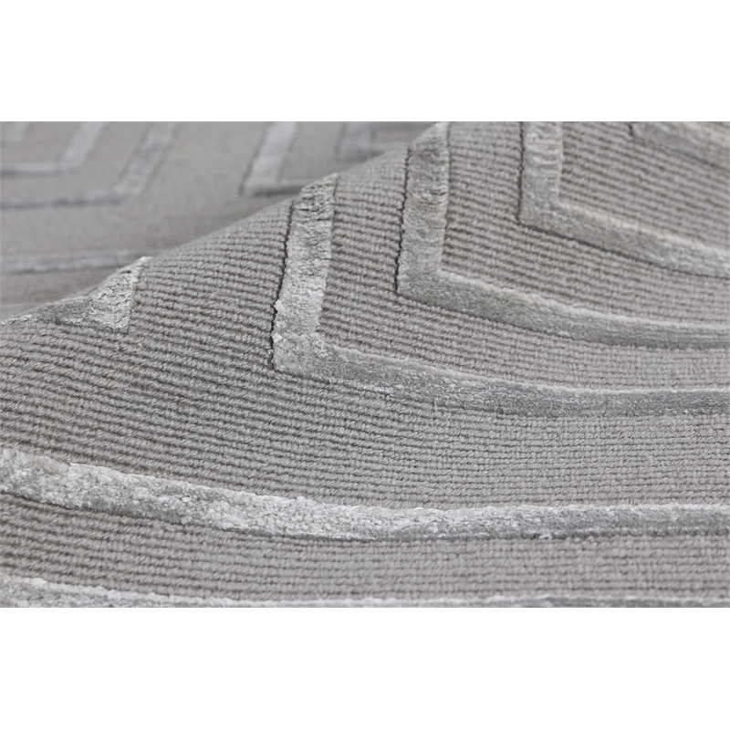 Metro Velvet Hand-Knotted Wool/Viscose Silver 10'x14' Area Rug
