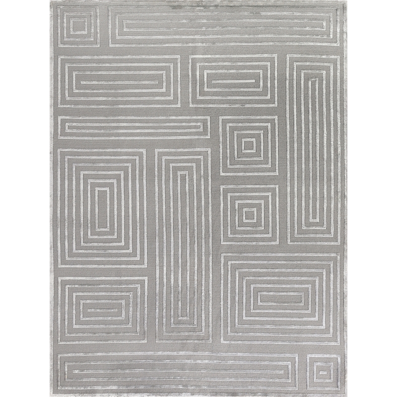 Metro Velvet Hand-Knotted Wool/Viscose Silver 10'x14' Area Rug