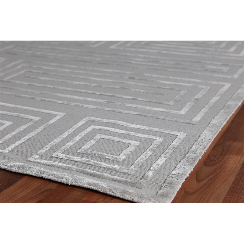 Metro Velvet Hand-Knotted Wool/Viscose Silver 9'x12' Area Rug
