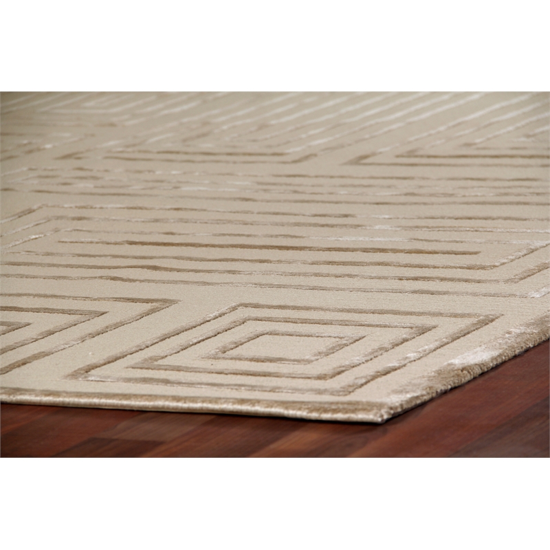 Metro Velvet Hand-Knotted Wool/Viscose Beige 5'x8' Area Rug
