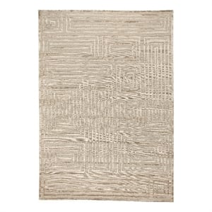 Metro Velvet Hand-Knotted Wool/Viscose Beige 5'x8' Area Rug