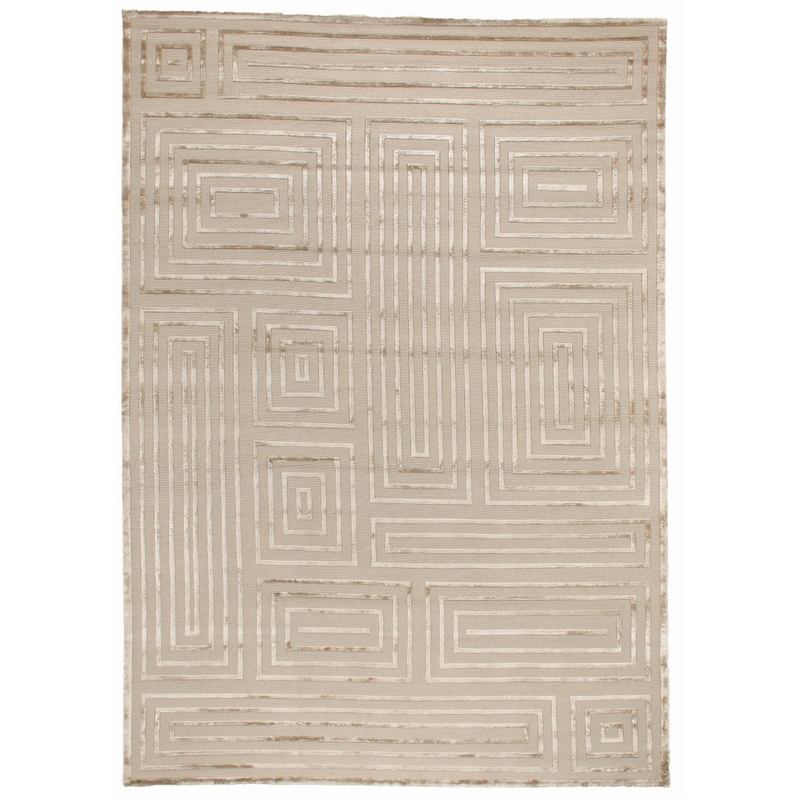 Metro Velvet Hand-Knotted Wool/Viscose Beige 6'x9' Area Rug