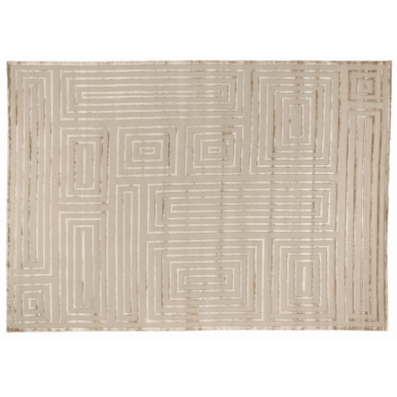 Metro Velvet Hand-Knotted Wool/Viscose Beige 6'x9' Area Rug