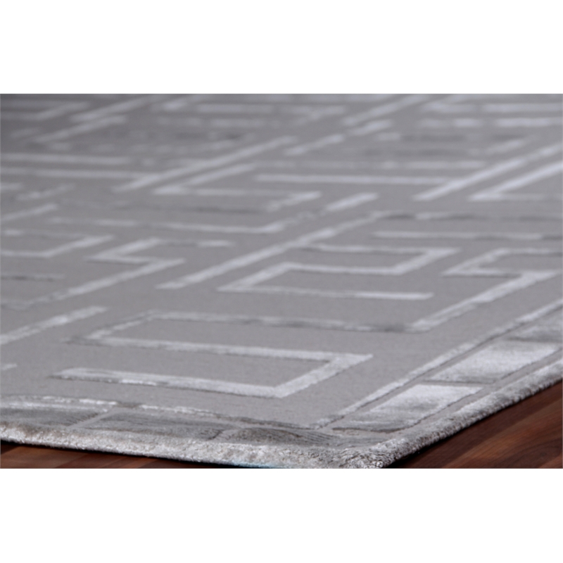 Metro Velvet Hand-Knotted Wool/Viscose Silver 12'x15' Area Rug