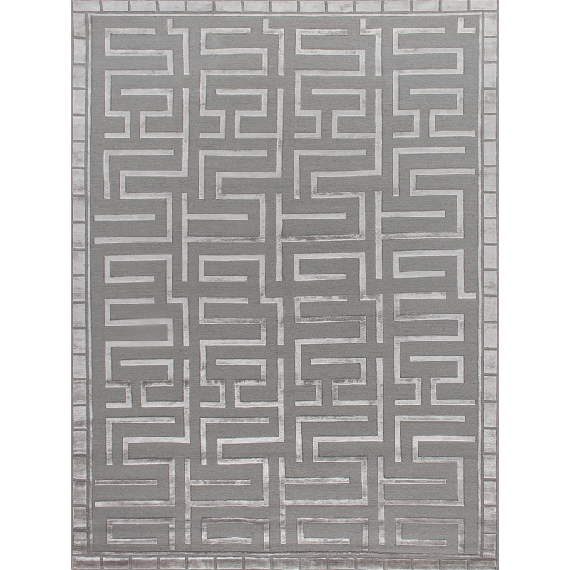 Metro Velvet Hand-Knotted Wool/Viscose Silver 8'x10' Area Rug