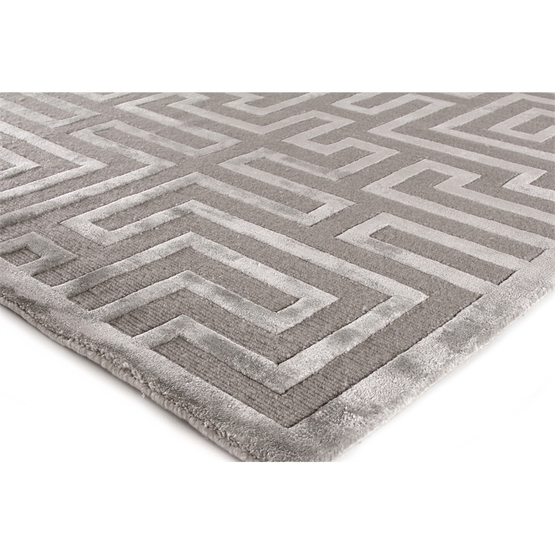 Metro Velvet Hand-Knotted Wool/Viscose Silver 9'x12' Area Rug