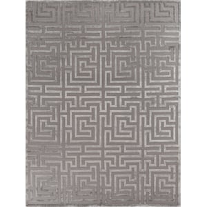 Metro Velvet Hand-Knotted Wool/Viscose Silver 9'x12' Area Rug