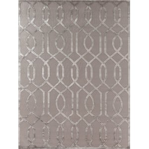 Metro Velvet Hand-Knotted Wool/Viscose Light Silver 10'x14' Area Rug