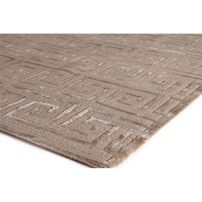 Metro Velvet Hand-Knotted Wool/Viscose Light Beige 8'x10' Area Rug