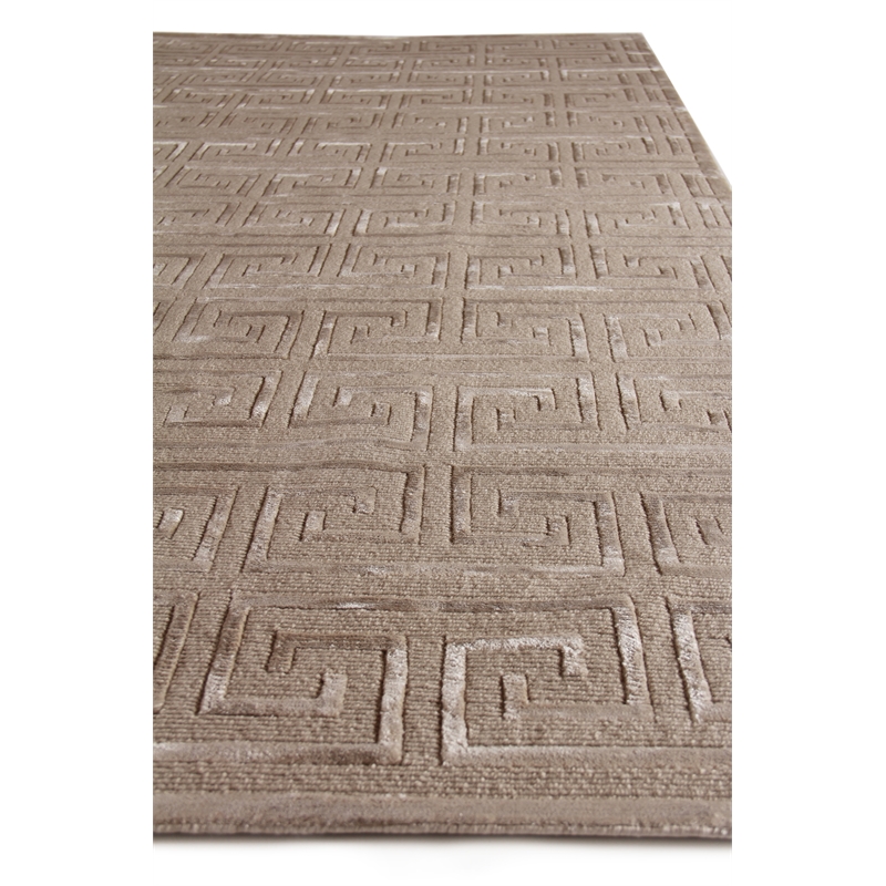 Metro Velvet Hand-Knotted Wool/Viscose Light Beige 8'x10' Area Rug