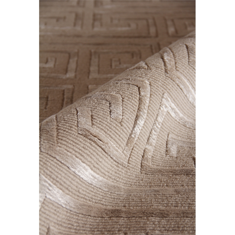 Metro Velvet Hand-Knotted Wool/Viscose Light Beige 8'x10' Area Rug