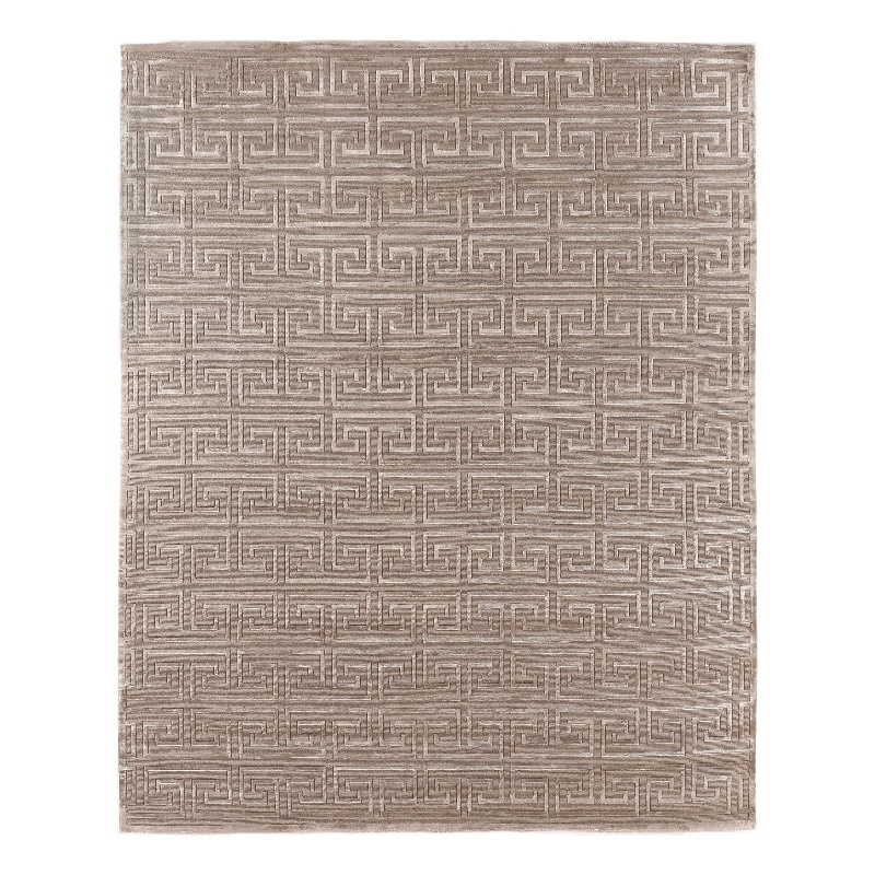 Metro Velvet Hand-Knotted Wool/Viscose Light Beige 8'x10' Area Rug
