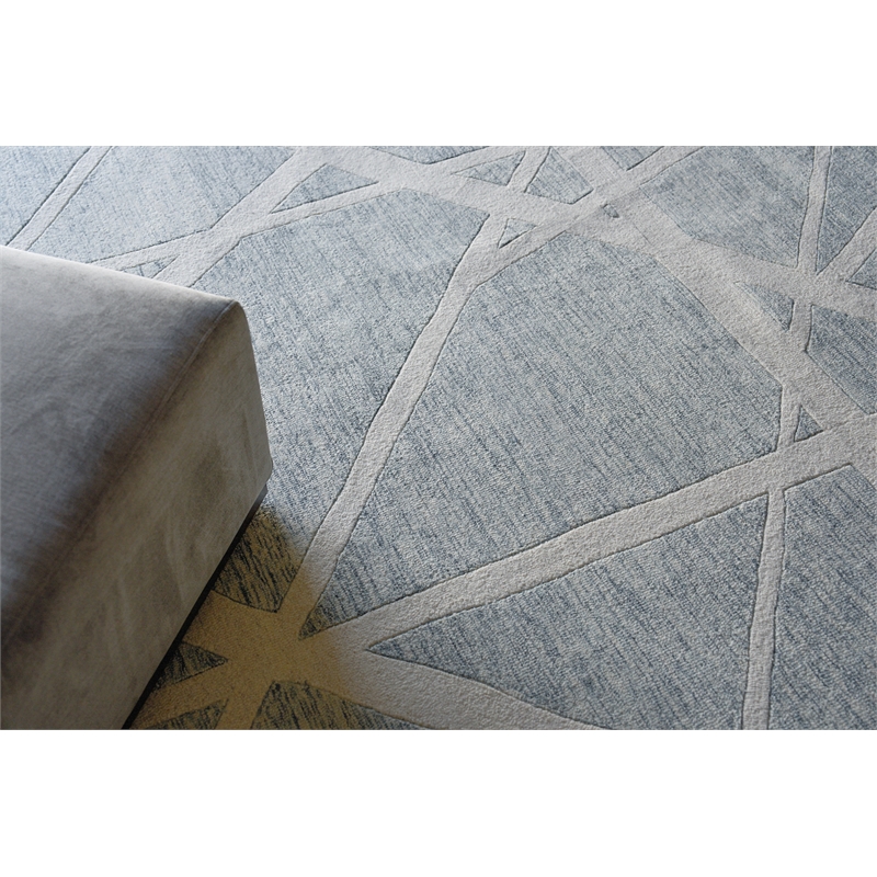 Miami Hand-Tufted New Zealand Wool Silver/Ivory 12'x15' Area Rug