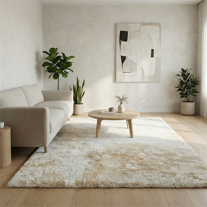 Mink Hand-Tufted Polyacrylic Beige 2'x3' Area Rug