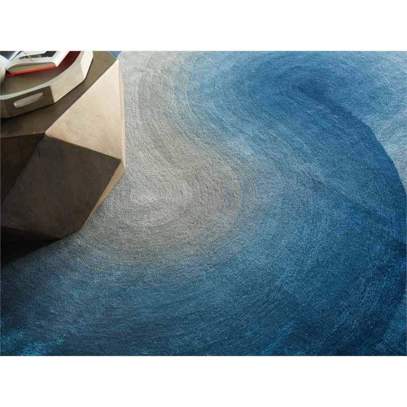 Mitomo Hand-Tufted Wool/Bamboo Silk Gray/Blue 10'x14' Area Rug