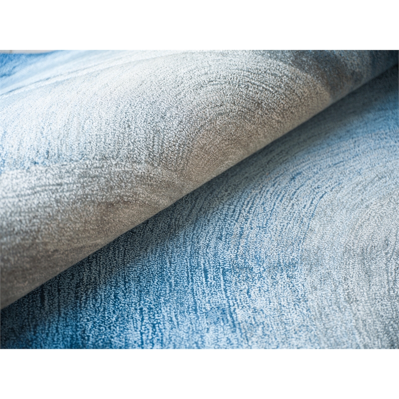 Mitomo Hand-Tufted Wool/Bamboo Silk Gray/Blue 12'x15' Area Rug