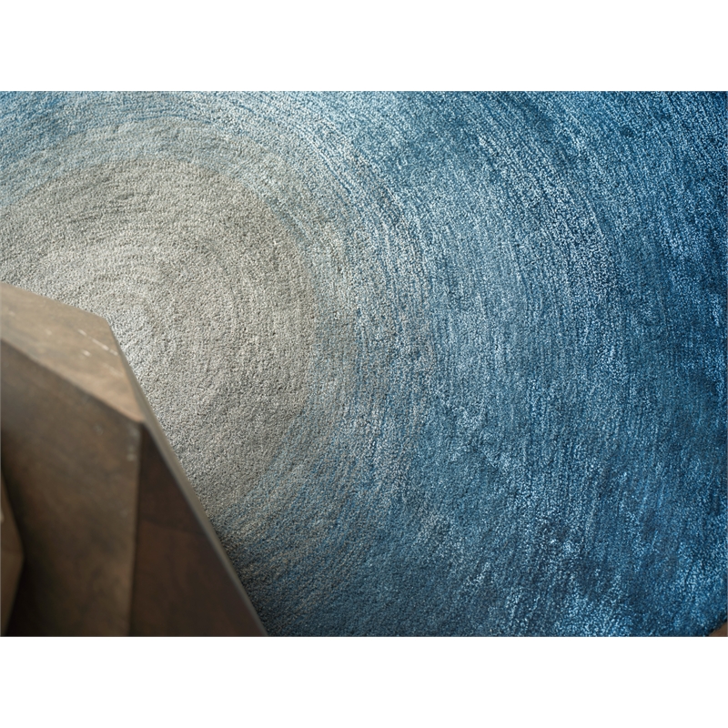 Mitomo Hand-Tufted Wool/Bamboo Silk Gray/Blue 12'x15' Area Rug