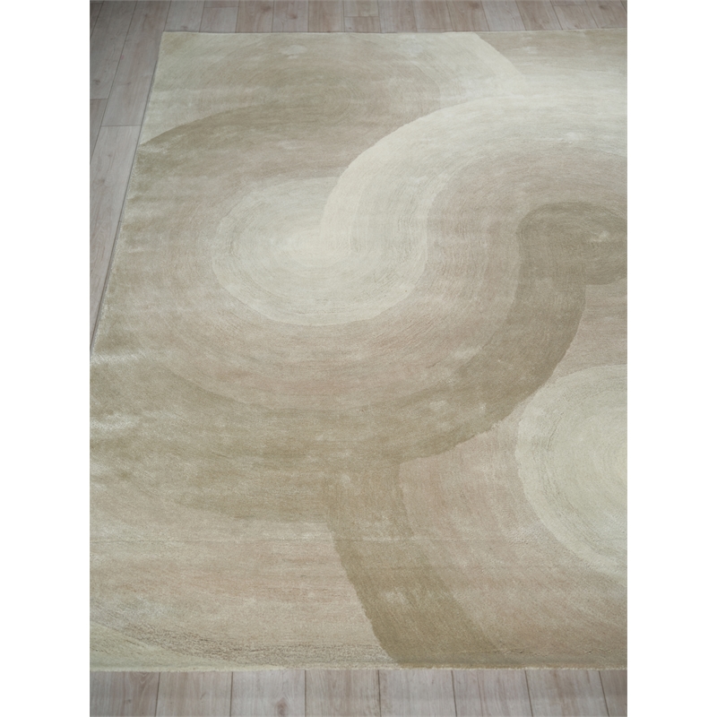 Mitomo Hand-Tufted Wool/Bamboo Silk Pearl 6'x9' Area Rug