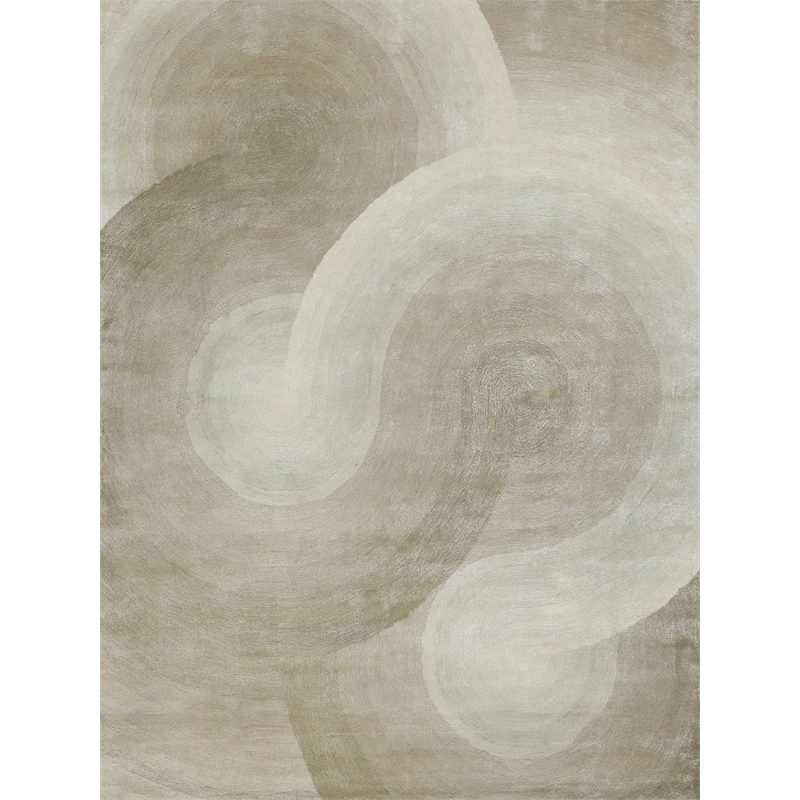 Mitomo Hand-Tufted Wool/Bamboo Silk Pearl 6'x9' Area Rug