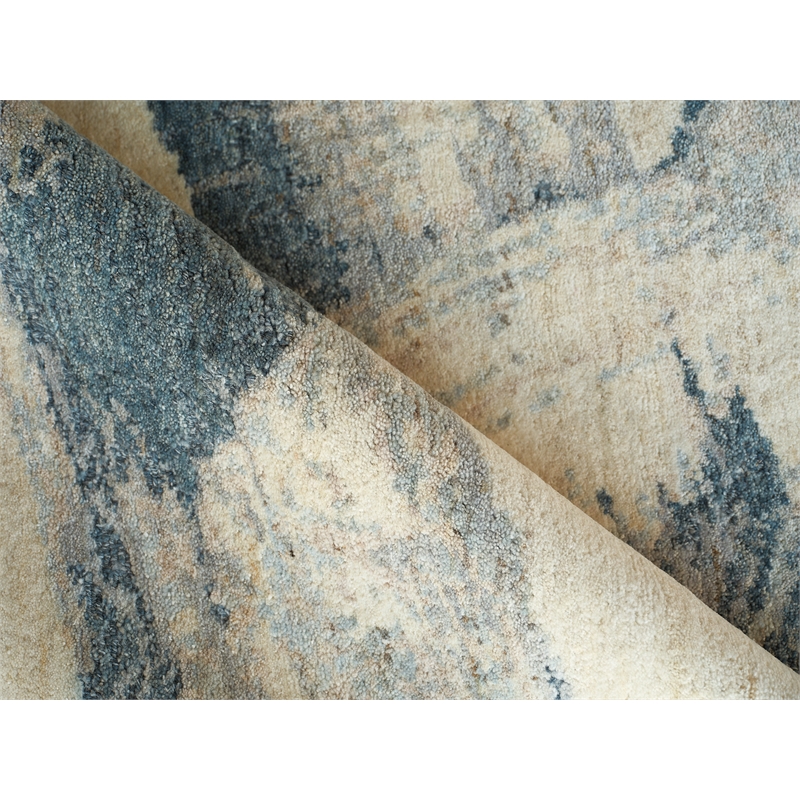 Moderno Hand-Knotted New Zealand Wool Blue/Taupe 8'x10' Area Rug
