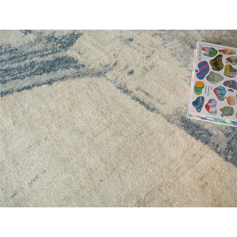 Moderno Hand-Knotted New Zealand Wool Blue/Taupe 8'x10' Area Rug