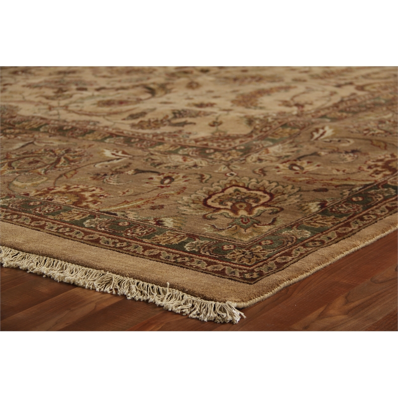 Moghul Hand-Knotted New Zealand Wool Wheat/Camel 14'x18' Area Rug