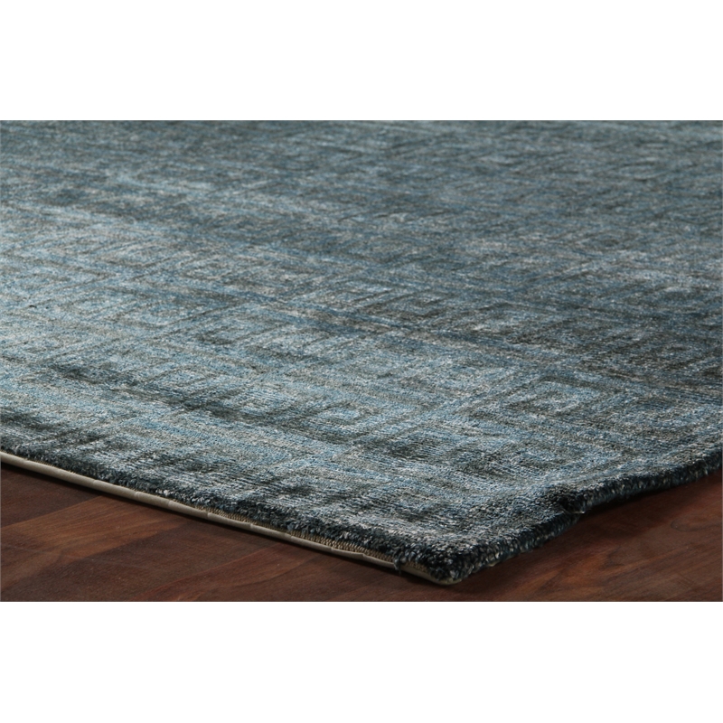 Metro Velvet Hand-Knotted Wool/Viscose Sea Blue 10'x14' Area Rug