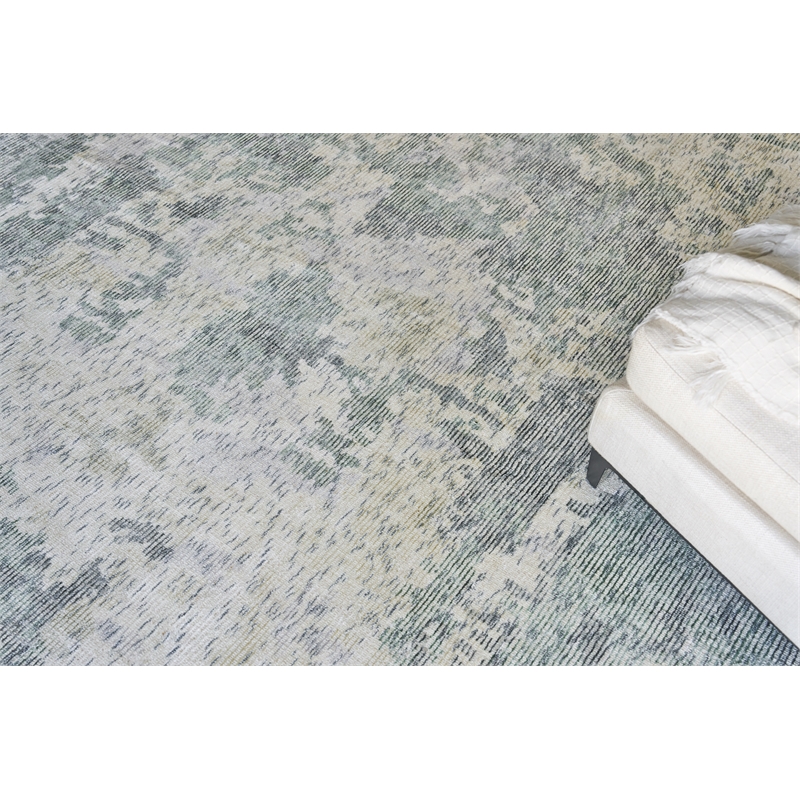 Mineral Handloomed Wool/Bamboo Silk Green 12'x15' Area Rug
