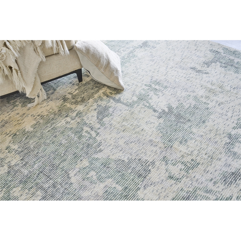 Mineral Handloomed Wool/Bamboo Silk Green 8'x10' Area Rug