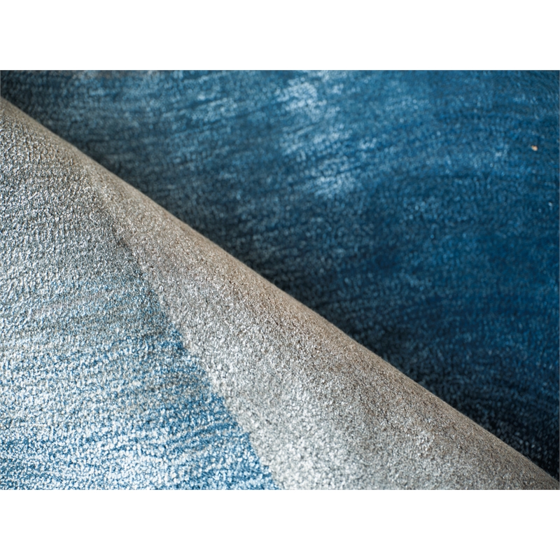 Mitomo Hand-Tufted Wool/Bamboo Silk Gray/Blue 8'x10' Area Rug