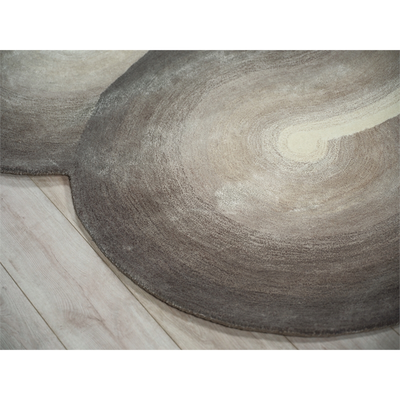 Mitomo Hand-Tufted Wool/Bamboo Silk Charcoal/Ivory 5'x7' Shape Area Rug