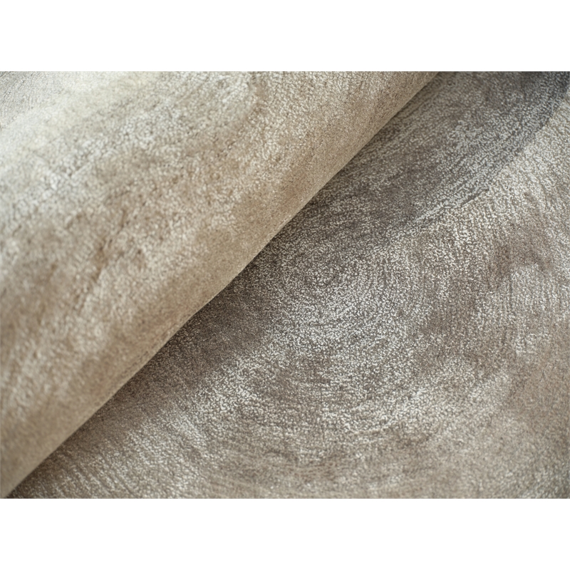 Mitomo Hand-Tufted Wool/Bamboo Silk Charcoal/Ivory 5'x7' Shape Area Rug