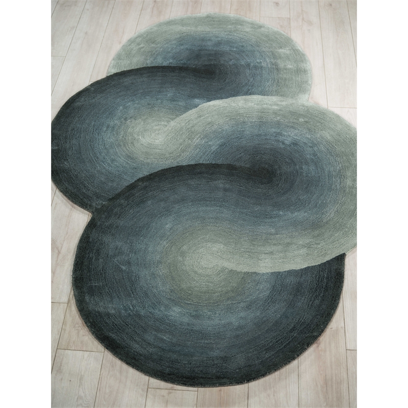 Mitomo Hand-Tufted Wool/Bamboo Silk Sea Green 5'x7' Shape Area Rug