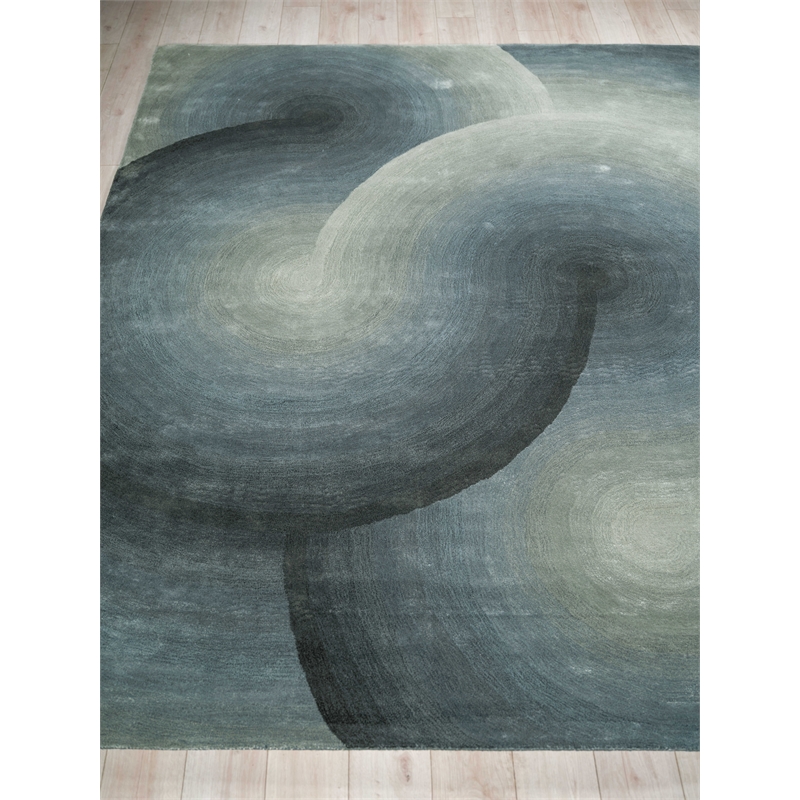 Mitomo Hand-Tufted Wool/Bamboo Silk Sea Green 6'x9' Area Rug