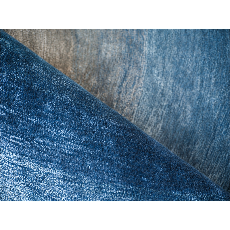Mitomo Hand-Tufted Wool/Bamboo Silk Navy/Gray 4'x6' Area Rug