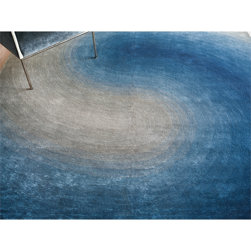 Mitomo Hand-Tufted Wool/Bamboo Silk Navy/Gray 4'x6' Area Rug