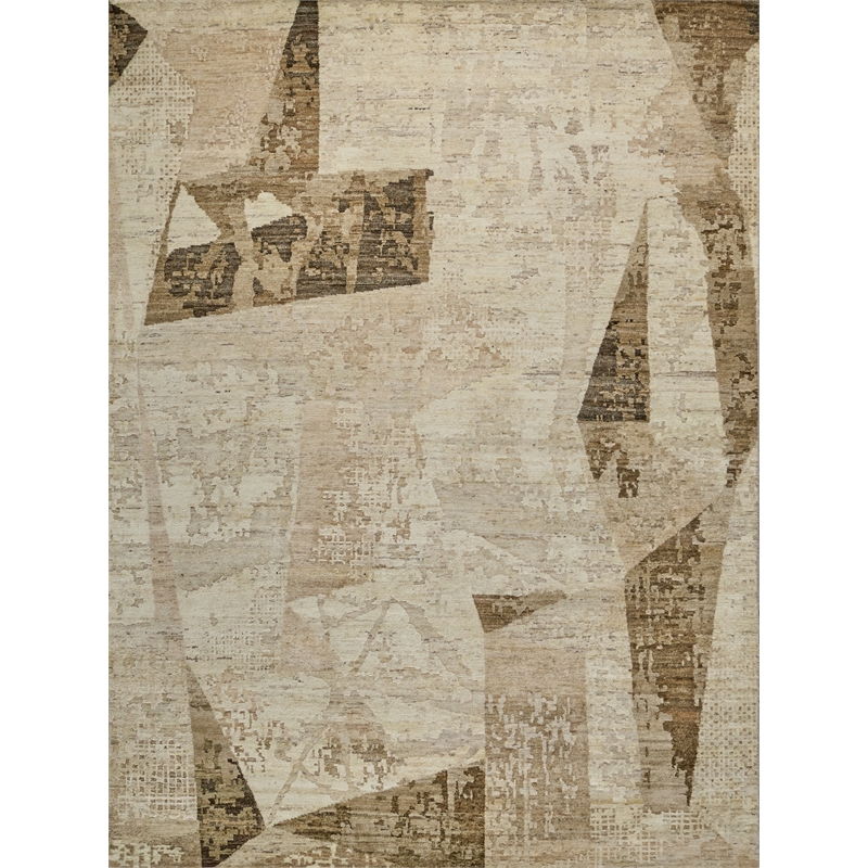Moderno Hand-Knotted New Zealand Wool Beige/Taupe/Brown 12'x15' Area Rug