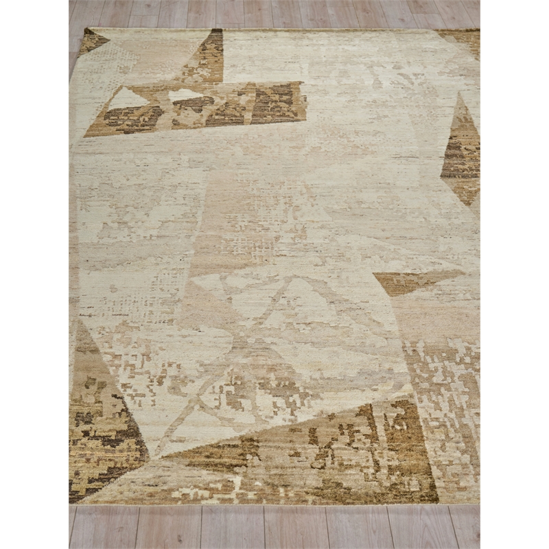 Moderno Hand-Knotted New Zealand Wool Beige/Taupe/Brown 8'x10' Area Rug
